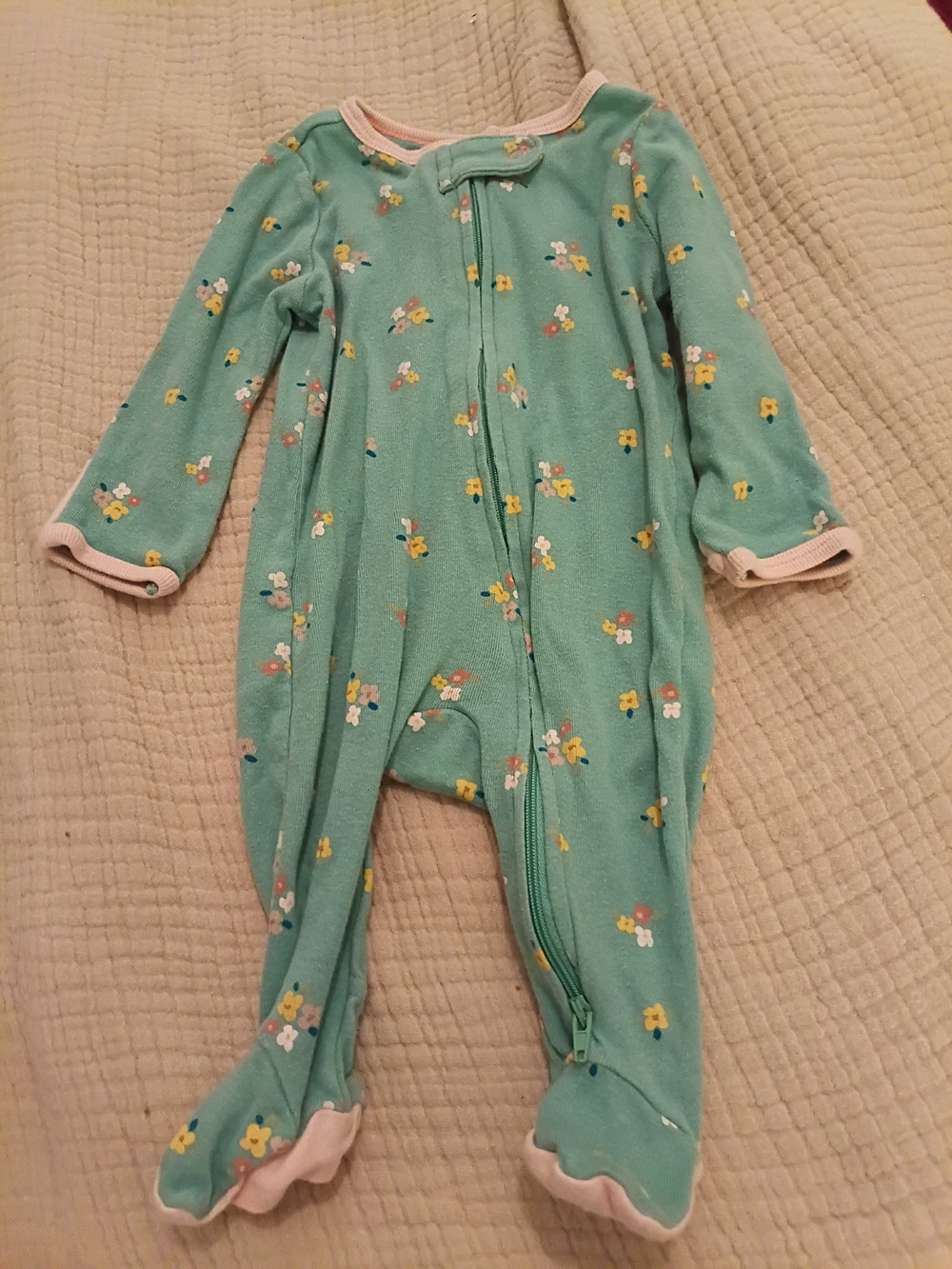 cloud island Mint Green Floral Footed One-Piece